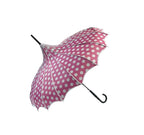 Boutique Polka Dot Ribbed Pagoda Umbrella Pink by Soake