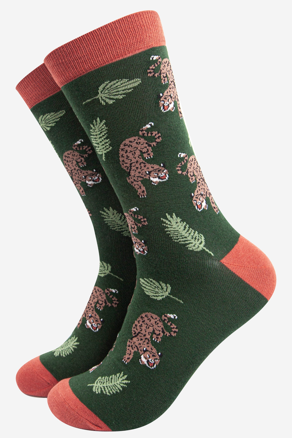 Men’s Prowling Cheetah Jungle Leaf Print Bamboo Socks by Sock Talk. UK 7-11