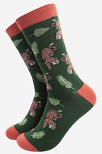 Men’s Prowling Cheetah Jungle Leaf Print Bamboo Socks by Sock Talk. UK 7-11