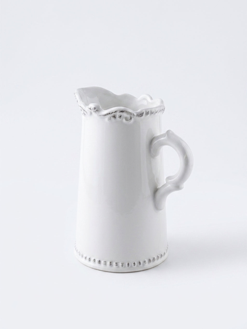 Satchville Classic Rustic Style White Ceramic Jug | Elegant Distressed Rim
