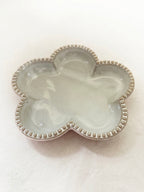 Satchville Light Grey Ceramic Flower Plates | Set of 2 (Small + Large) | Bobble Rim