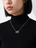 Gold Interlocking Double Heart Pendant Necklace by Pink Shop UK
