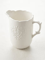 Satchville Classic Rustic White Ceramic Jug | Embossed Heart Design