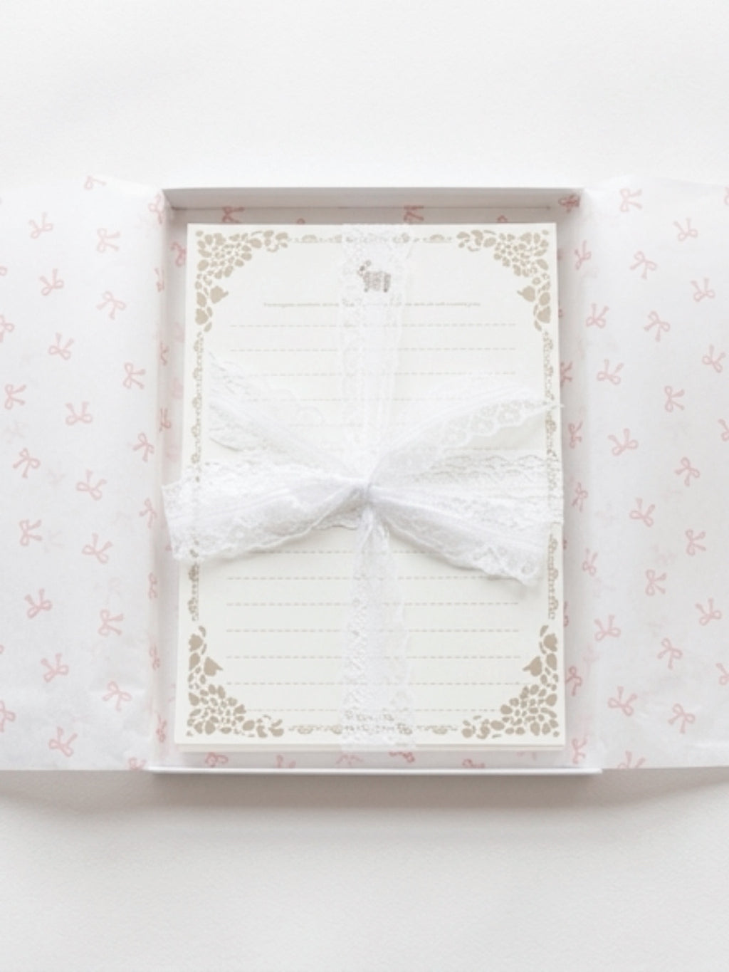 Vintage Lined Writing Paper Set – Premium Gift Boxed with Lace Ribbon