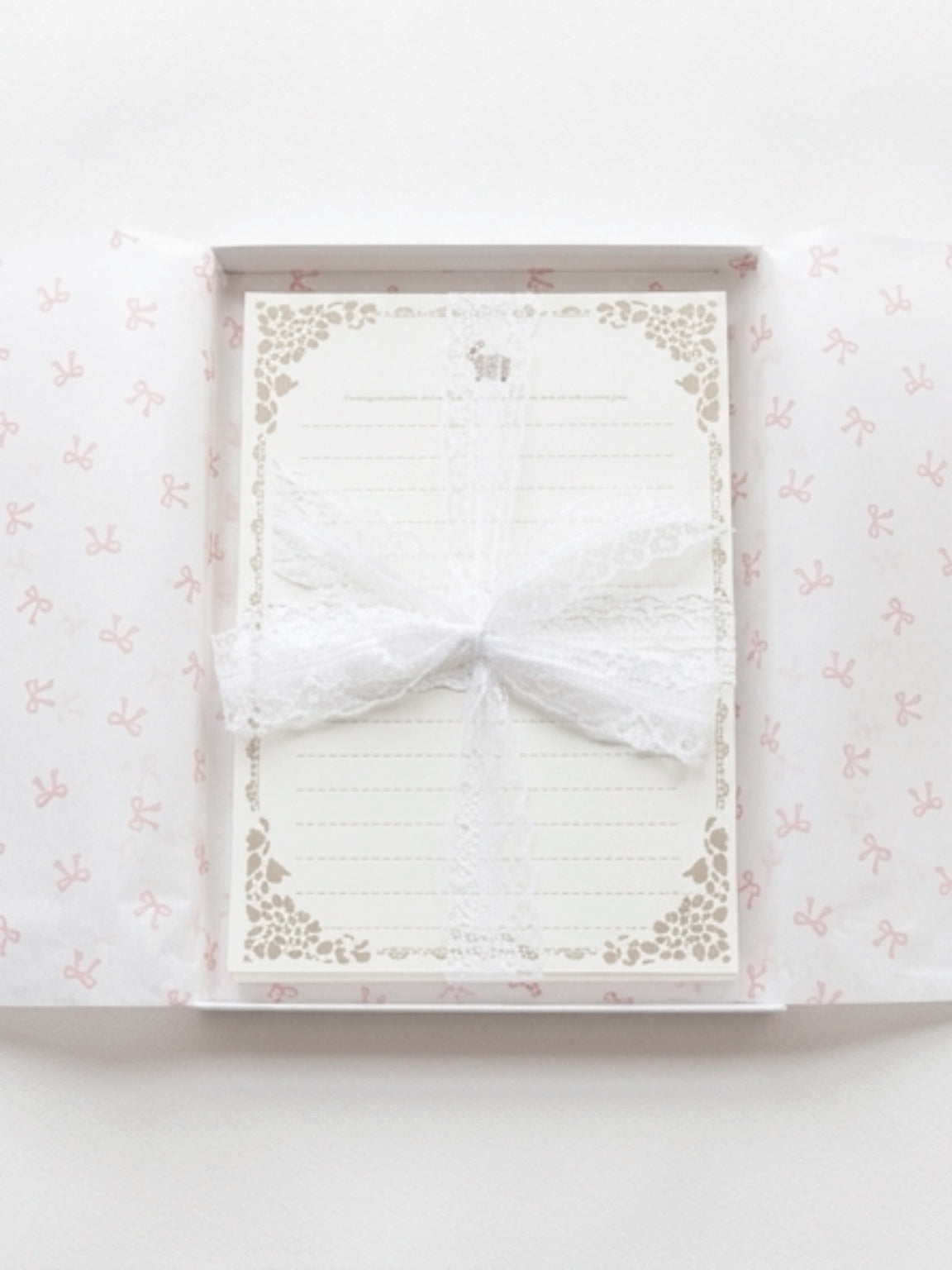 Vintage Lined Writing Paper Set – Premium Gift Boxed with Lace Ribbon
