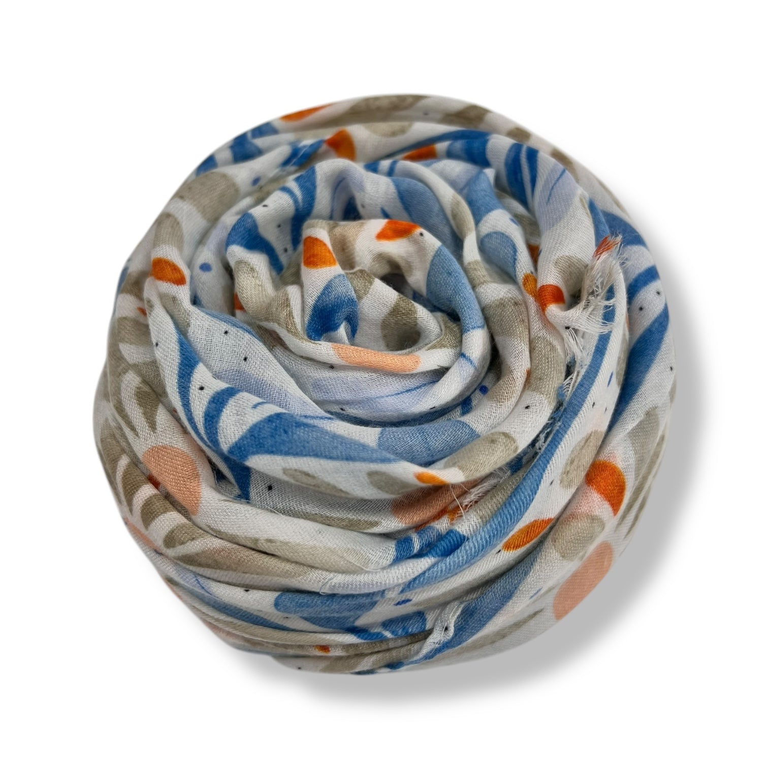 Daisy With Leaves Print in Yellow and Blue by London Scarves