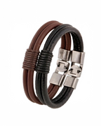 Retro Braided Natural Cowhide Leather Bracelet With Alloy Buckle Clasp Hand Woven.