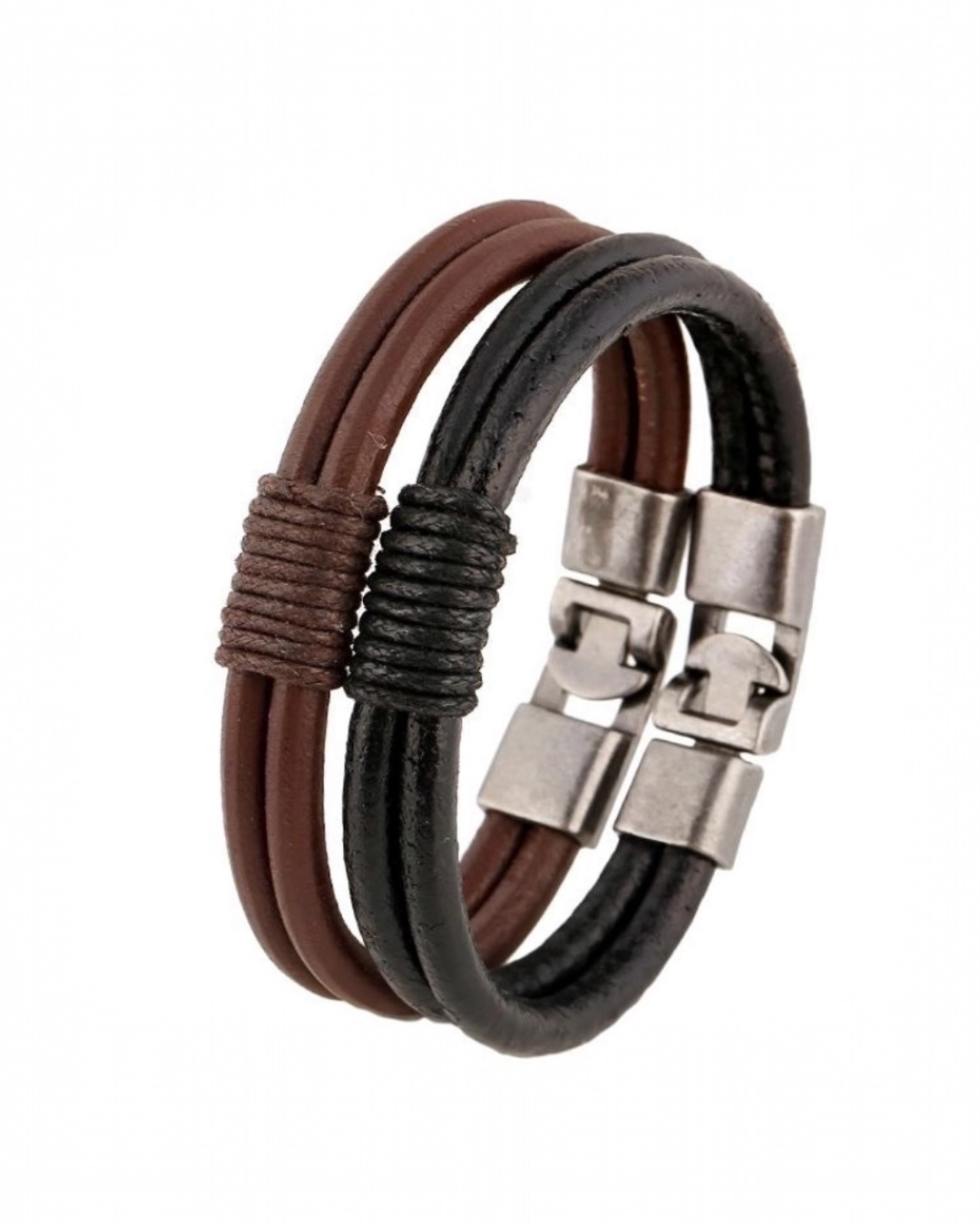Retro Braided Natural Cowhide Leather Bracelet With Alloy Buckle Clasp Hand Woven.