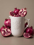 Satchville Classic Rustic White Ceramic Jug | Embossed Heart Design
