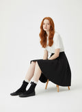 Black Cotton White Lace Trim Butterfly Knot Ankle Socks