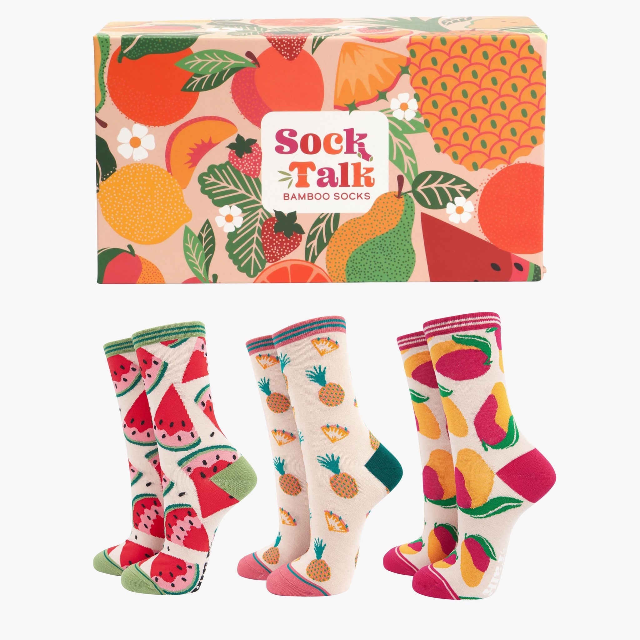 Women’s Bamboo Socks Gift Box- Cream, Fruit by Sock Talk