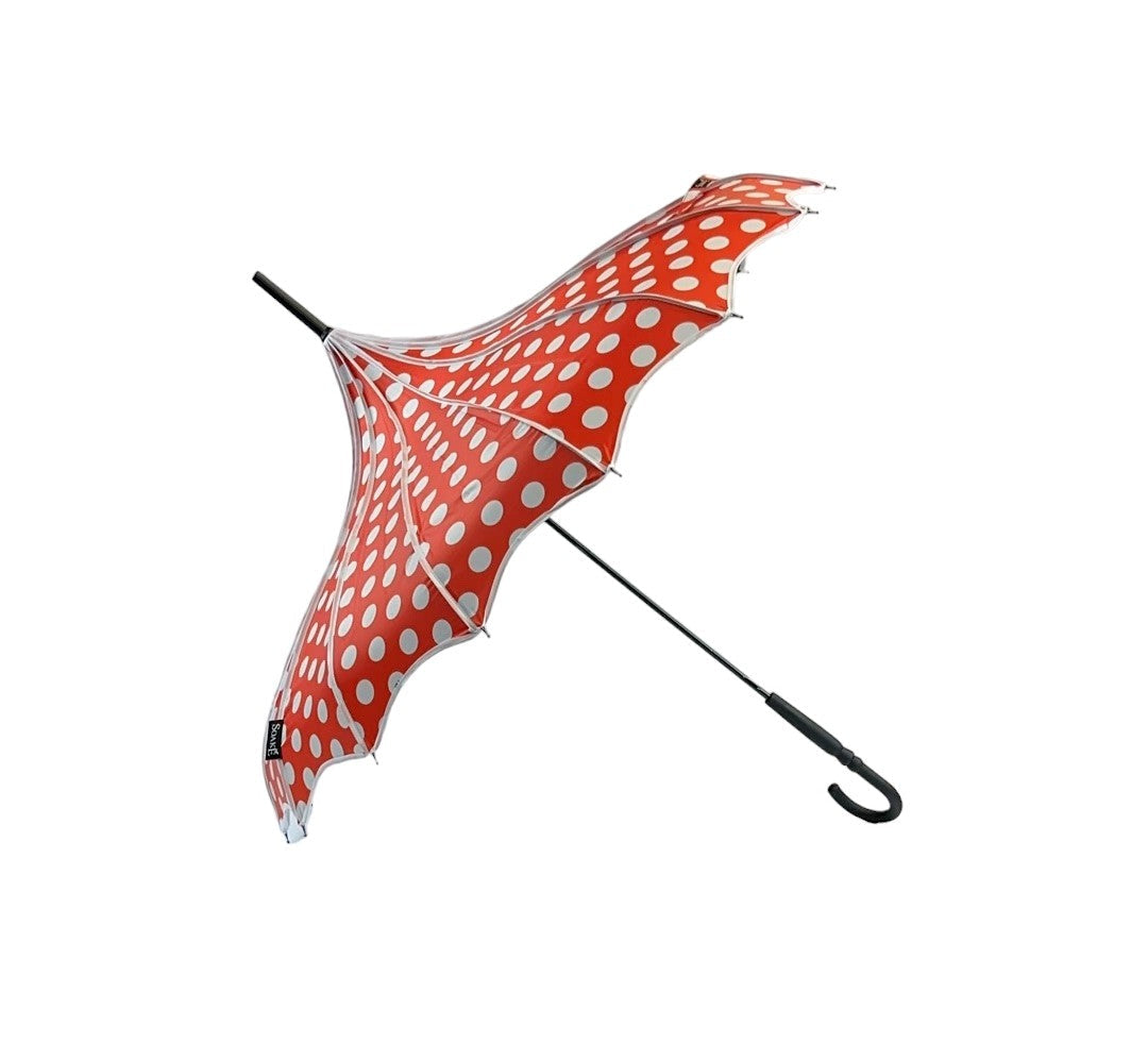Boutique Polka Dot Ribbed Pagoda Umbrella Red by Soake