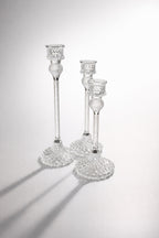 3pcs Set of Slender Crystal Glass Candle Holders, Dining Table Candle Holders
