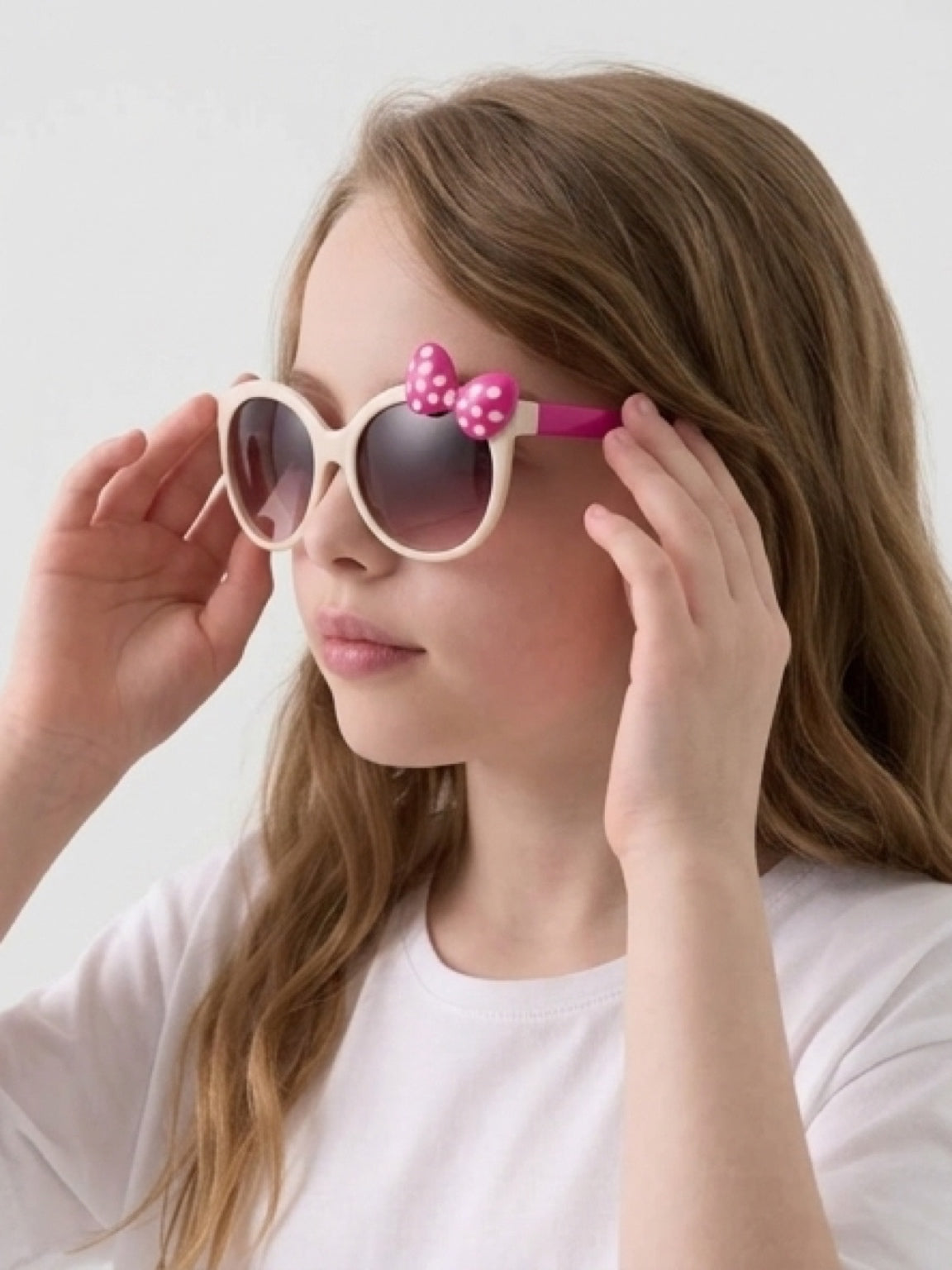 Kids Sunglasses Polka Dot Bow Tie Round Frame UV400 Protection