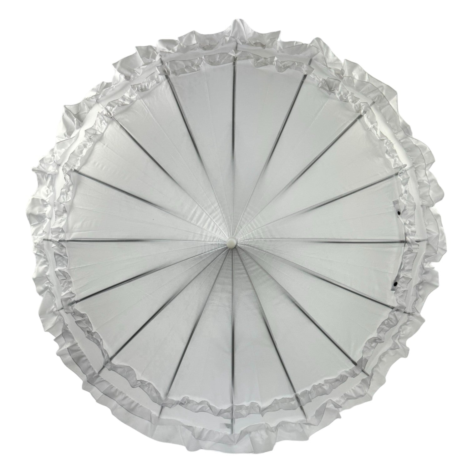 Boutique Frilled Pagoda Umbrella White with white handle by Soake