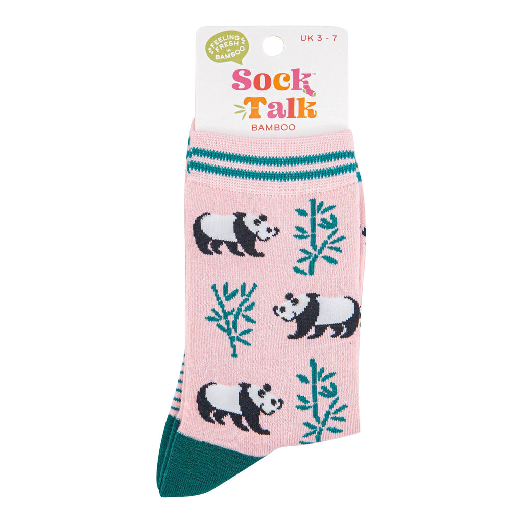Women’s Bamboo Socks- Light Pink/Green, Panda by Sock Talk