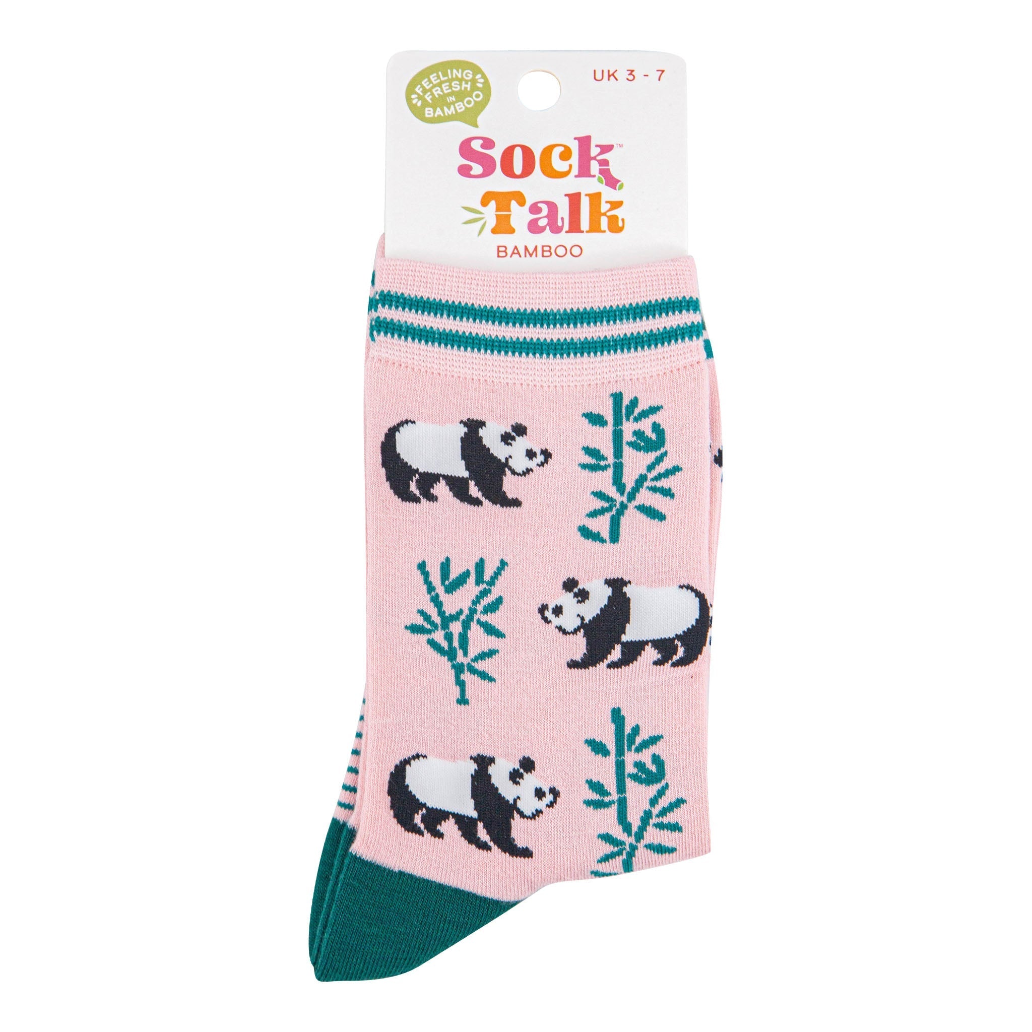 Women’s Bamboo Socks- Light Pink/Green, Panda by Sock Talk