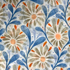 Daisy With Leaves Print in Yellow and Blue by London Scarves