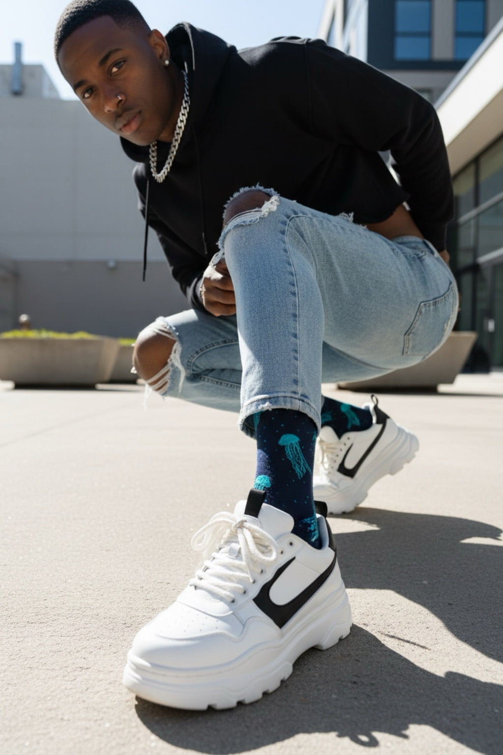 Men’s Floating Jellyfish Print Bamboo Socks by Sock Talk