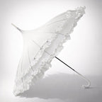 Boutique Frilled Pagoda Umbrella White with white handle by Soake