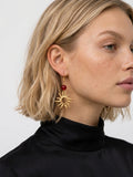 Natural Carnelian Alloy Sun Dangle Earrings by Pink Shop UK