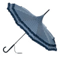 Boutique Pagoda with Frill/Navy Spots Stick Umbrella by Soake