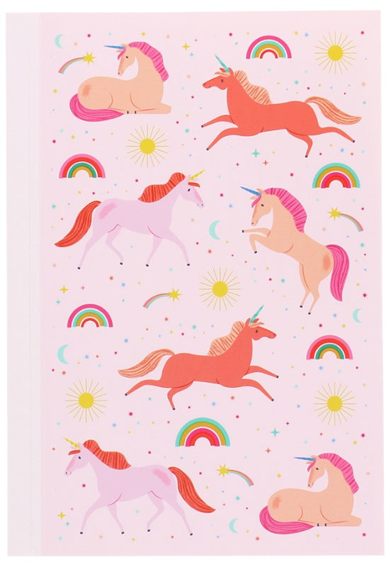 Pink Unicorn Pattern Lined Pages Notebook