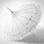 Boutique Frilled Pagoda Umbrella White with white handle by Soake