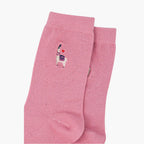Women’s Embroidered Ankle Socks- Pink, Lama by Sock Talk