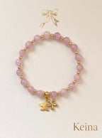 Luna Bracelet | 8mm Natural Premium Kunzite Beads | 18ct Gold-Plated Copper. Handcrafted by Artist Kristine Keina