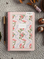 Rose Flutter Stripe A5 Premium Hardback Notebook. Designed By Cath Kidston