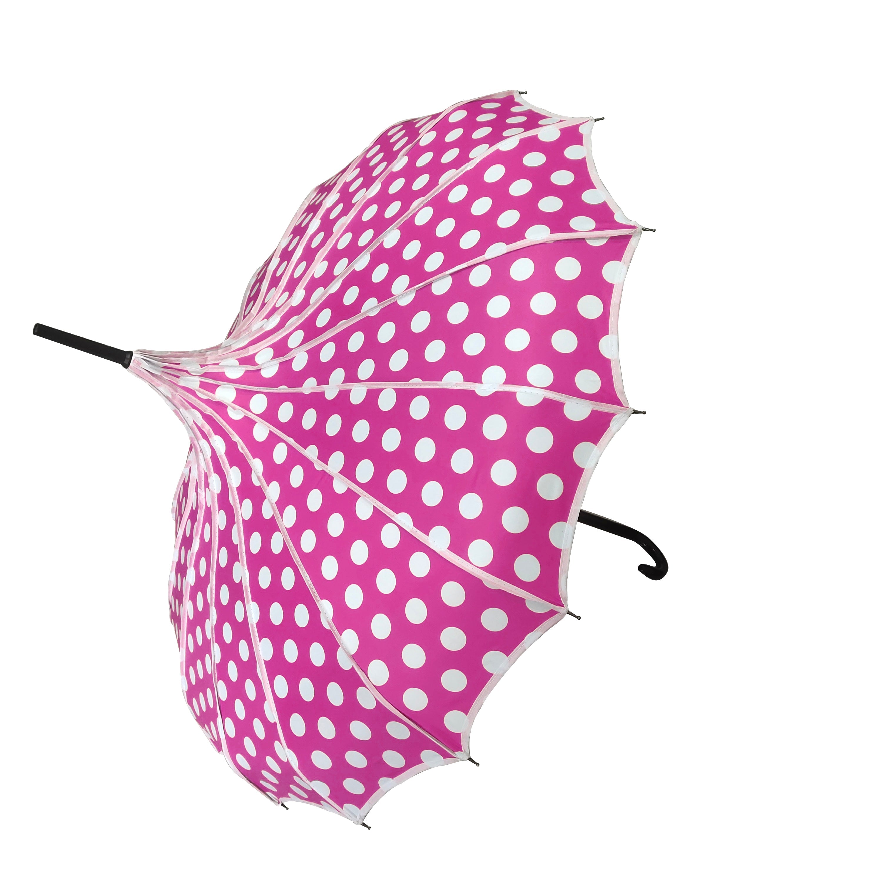 Boutique Polka Dot Ribbed Pagoda Umbrella Pink by Soake