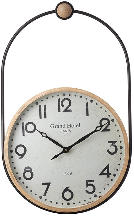 Large Natural Wood Grand Hotel Oval Hanging Clock by Portland Living