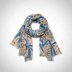 Daisy With Leaves Print in Yellow and Blue by London Scarves