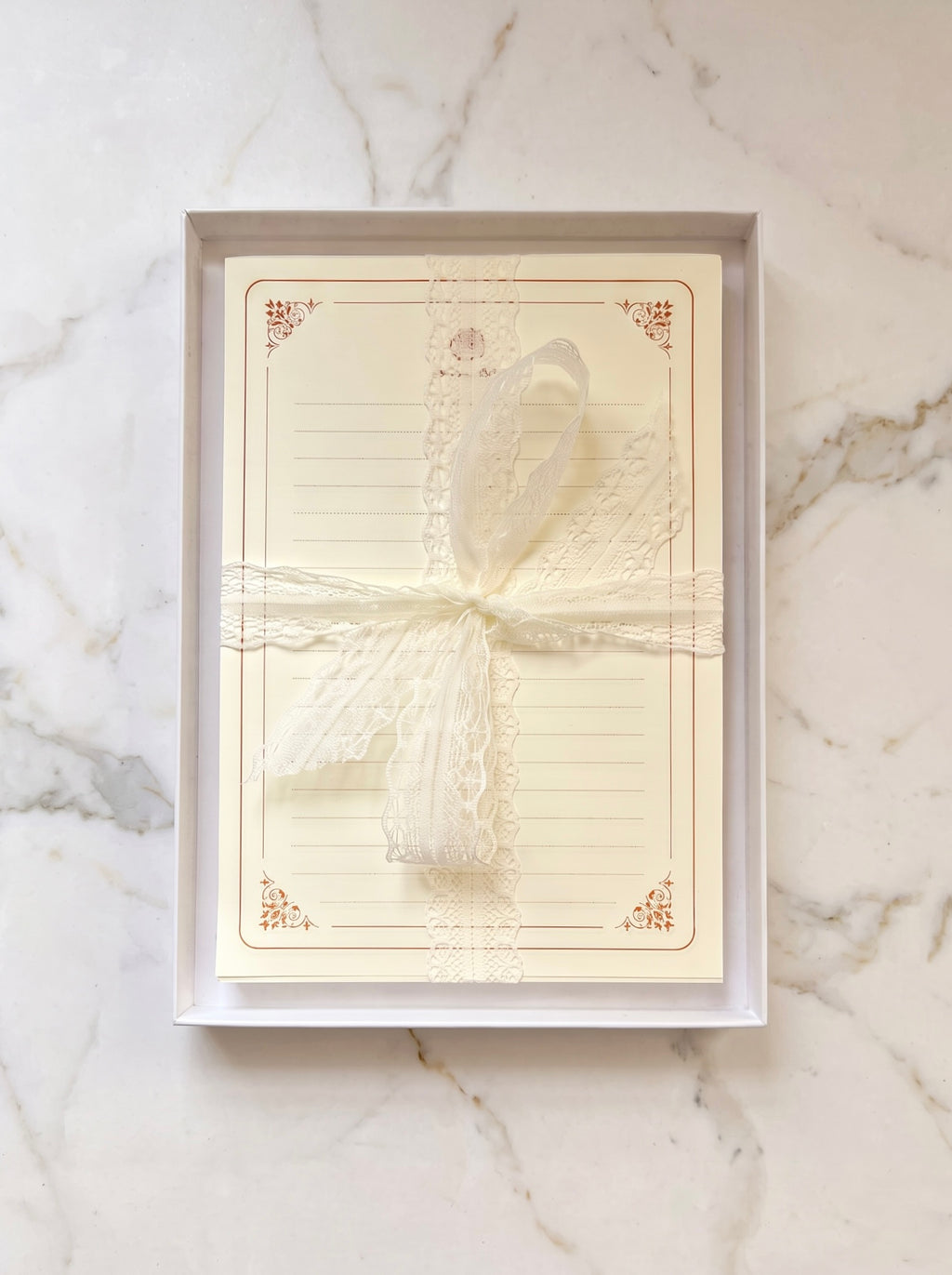 Vintage Lined Writing Paper Set – Premium Gift Boxed with Lace Ribbon