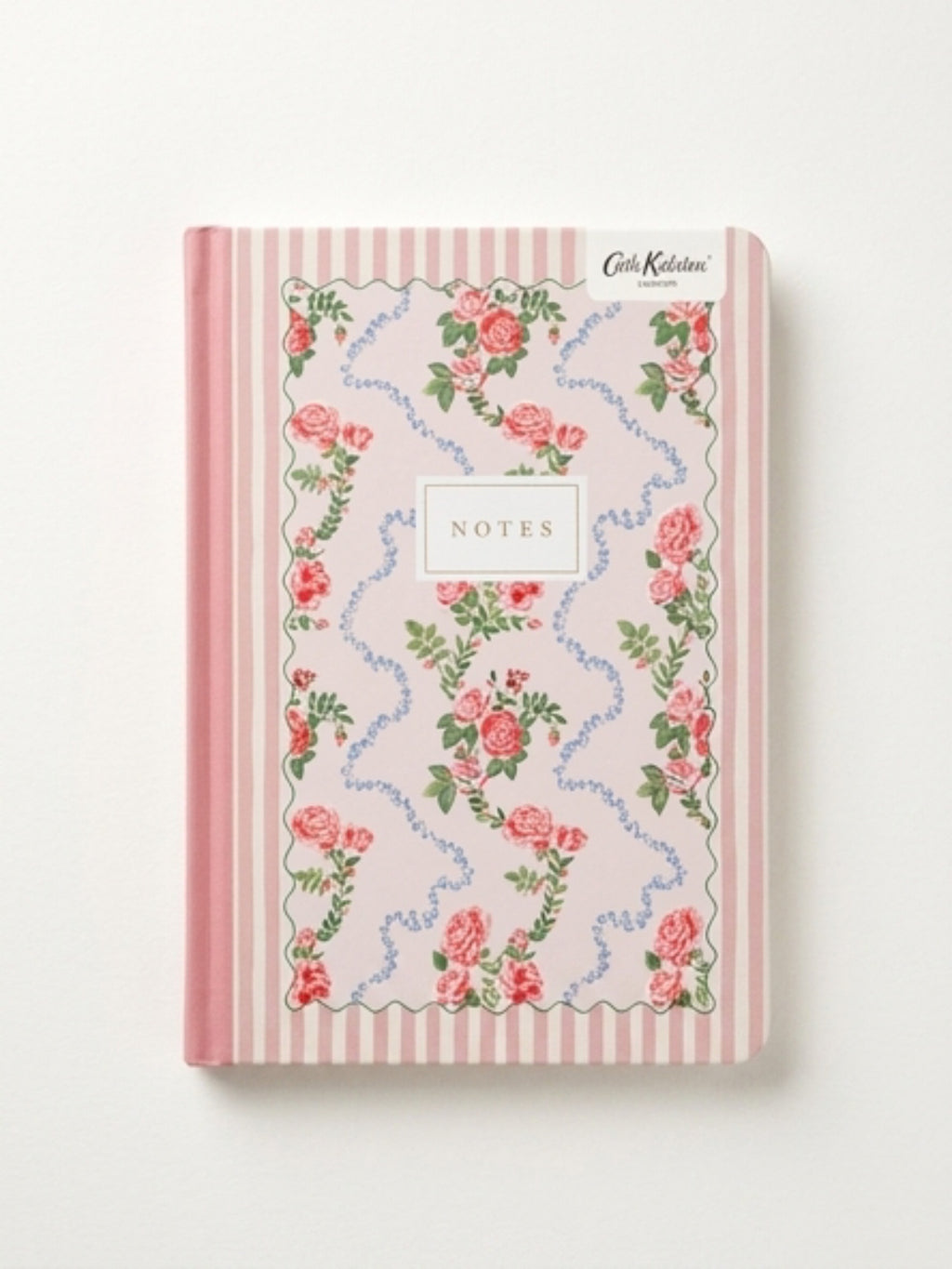 Rose Flutter Stripe A5 Premium Hardback Notebook. Designed By Cath Kidston