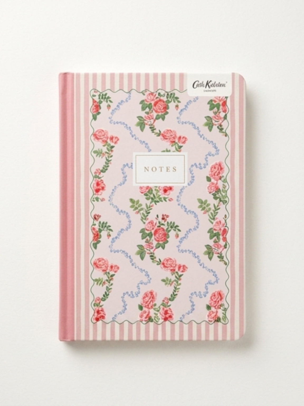 Rose Flutter Stripe A5 Premium Hardback Notebook. Designed By Cath Kidston