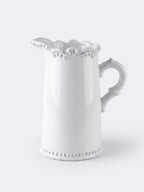 Satchville Classic Rustic Style White Ceramic Jug | Elegant Distressed Rim