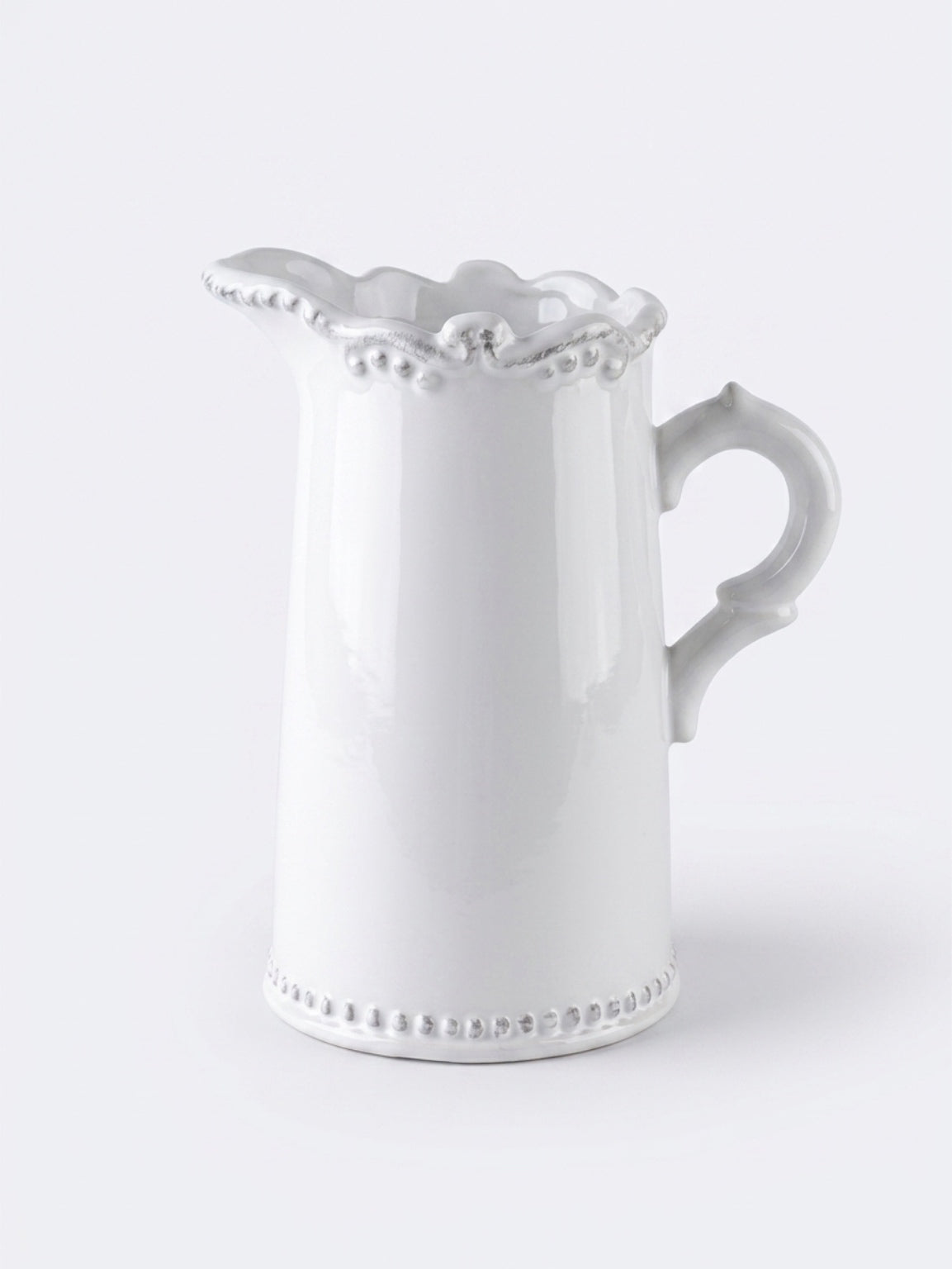 Satchville Classic Rustic Style White Ceramic Jug | Elegant Distressed Rim