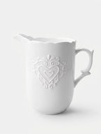 Satchville Classic Rustic White Ceramic Jug | Embossed Heart Design