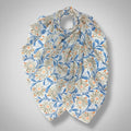 Daisy With Leaves Print in Yellow and Blue by London Scarves
