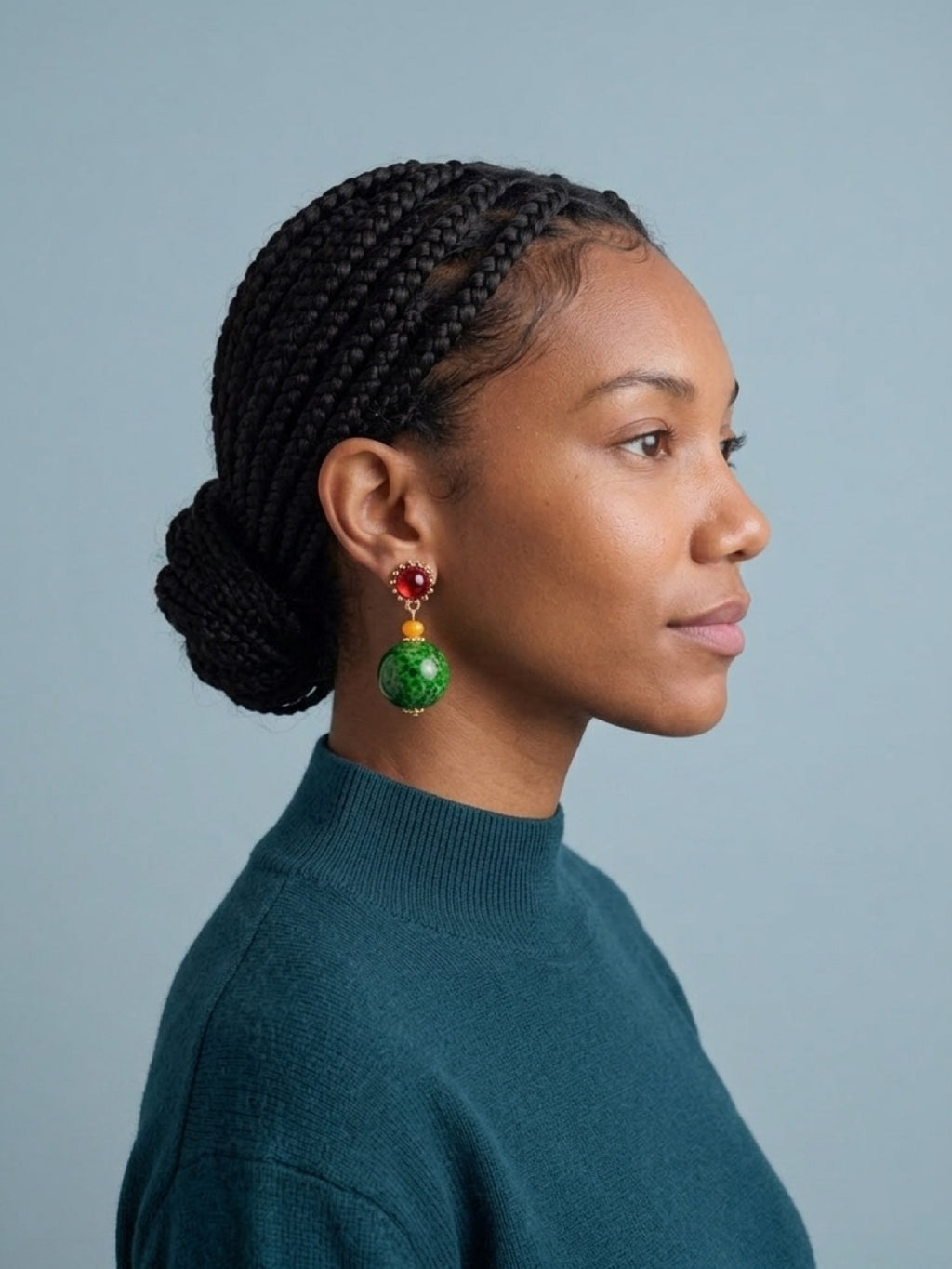 Bold Red, Orange & Green Drop Earrings • 4cm × 2cm • Gold-Tone • Silver Posts