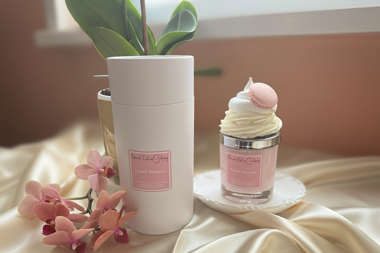 French Macaron Soy Wax Scented Candle by Donut Eat Bakery (Made in Scotland)