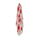 Poppy Flower Print on Lightweight Cotton Blend Scarf in White by London Scarves