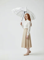 Boutique Frilled Pagoda Umbrella White with white handle by Soake