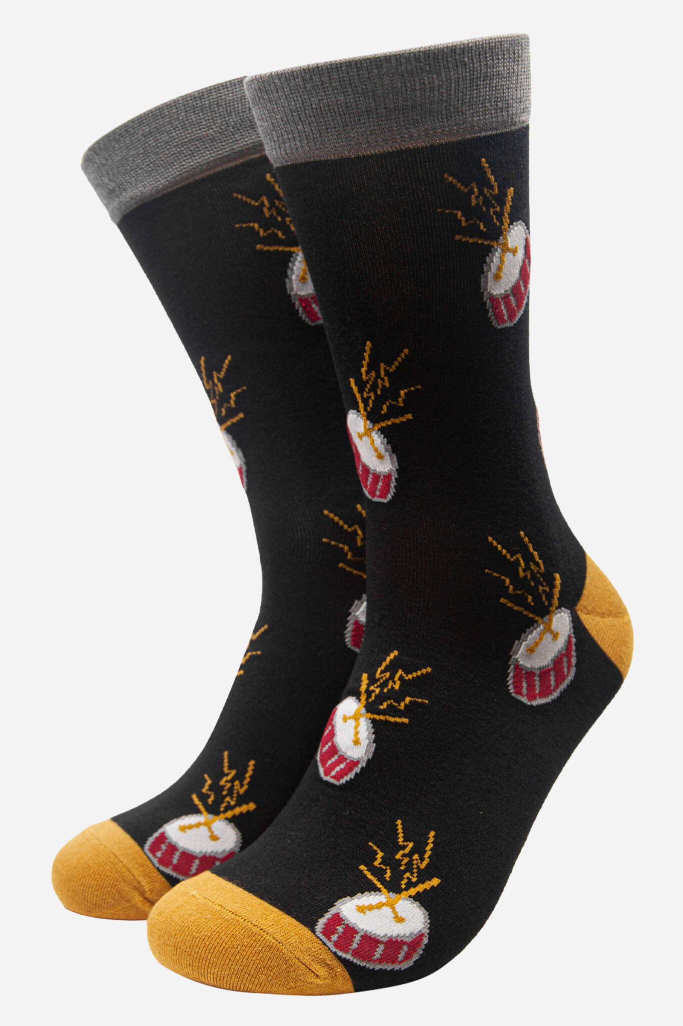 Men’s Bamboo Socks Music Dress Socks, Drummer, Guitar Novelty Socks- Gift Set by Sock Talk