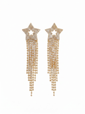 Star Tassel Drop Earrings with Rhinestones & 925 Silver Pin by Pink Shop UK