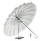 Boutique Frilled Pagoda Umbrella White with white handle by Soake