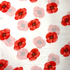 Poppy Flower Print on Lightweight Cotton Blend Scarf in White by London Scarves