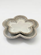 Satchville Light Grey Ceramic Flower Plates | Set of 2 (Small + Large) | Bobble Rim
